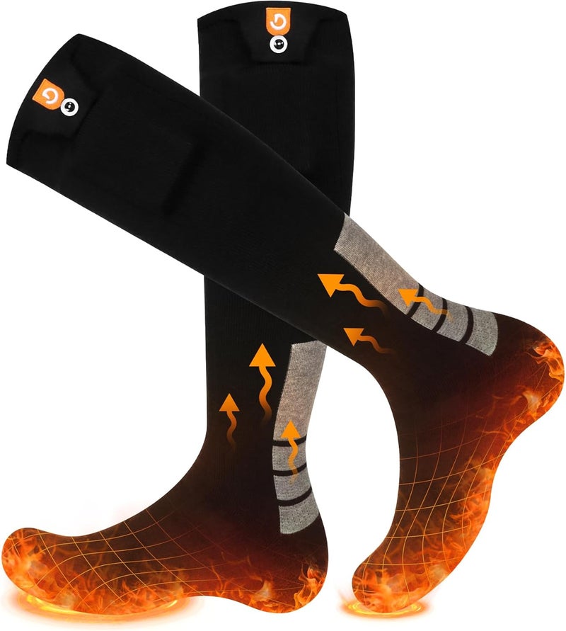 GIOIGOO Heated Socks with 4 Heating Levels 6000mAh Rechargeable Electric Heating Socks Washable Thermal Sock Winter Warming Hiking Sock for Adult Men Women Skiing Biking Fishing Running Outdoor Activities - Image 1
